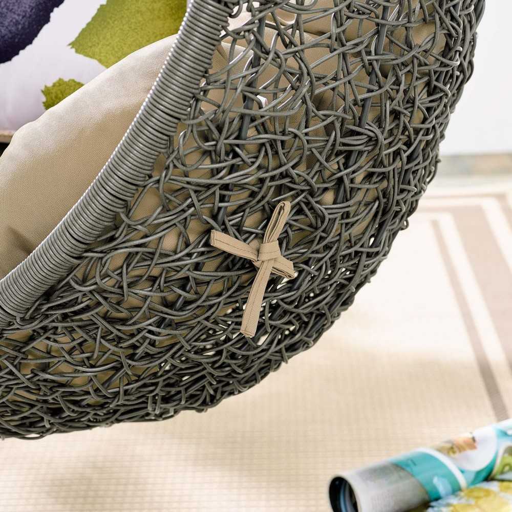 Hide Outdoor Patio Swing Chair With Stand, Gray Mocha