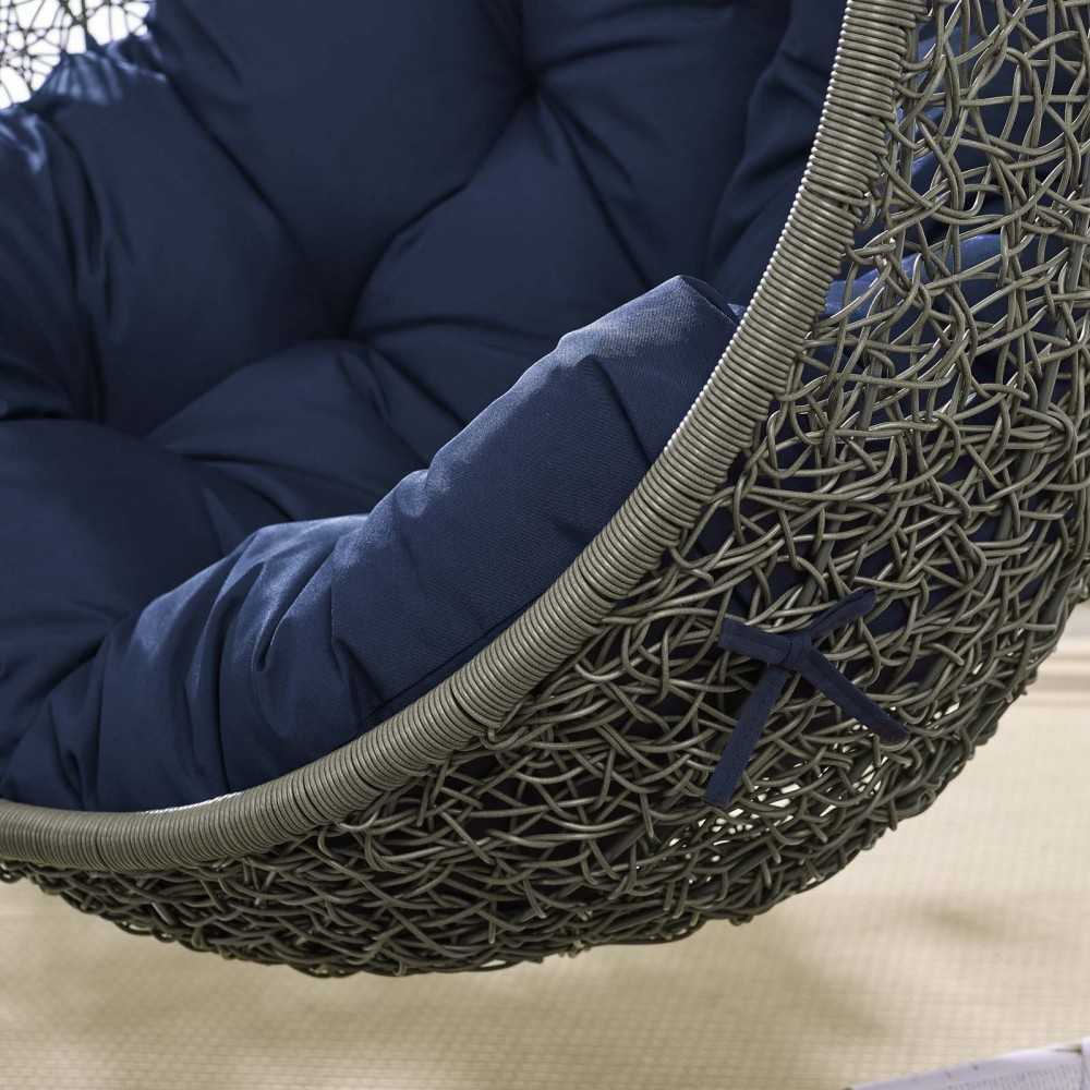 Hide Outdoor Patio Swing Chair With Stand, Gray Navy