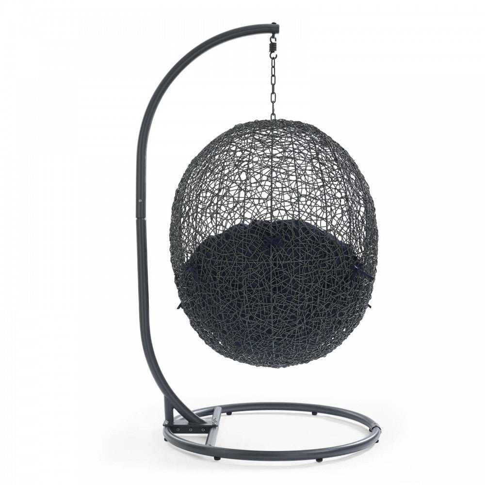 Hide Outdoor Patio Swing Chair With Stand, Gray Navy