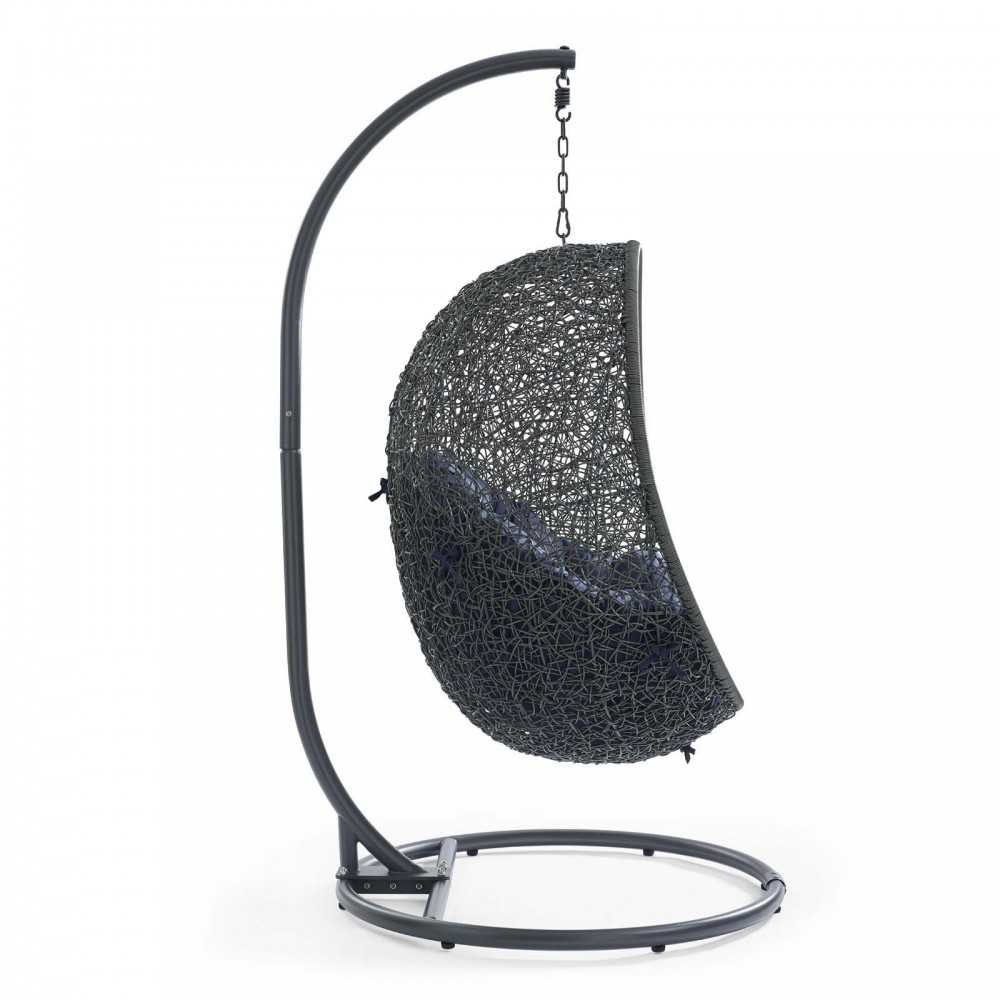 Hide Outdoor Patio Swing Chair With Stand, Gray Navy
