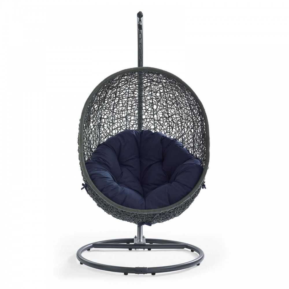 Hide Outdoor Patio Swing Chair With Stand, Gray Navy
