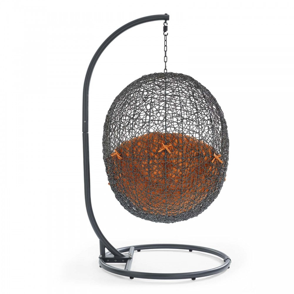 Hide Outdoor Patio Swing Chair With Stand, Gray Orange