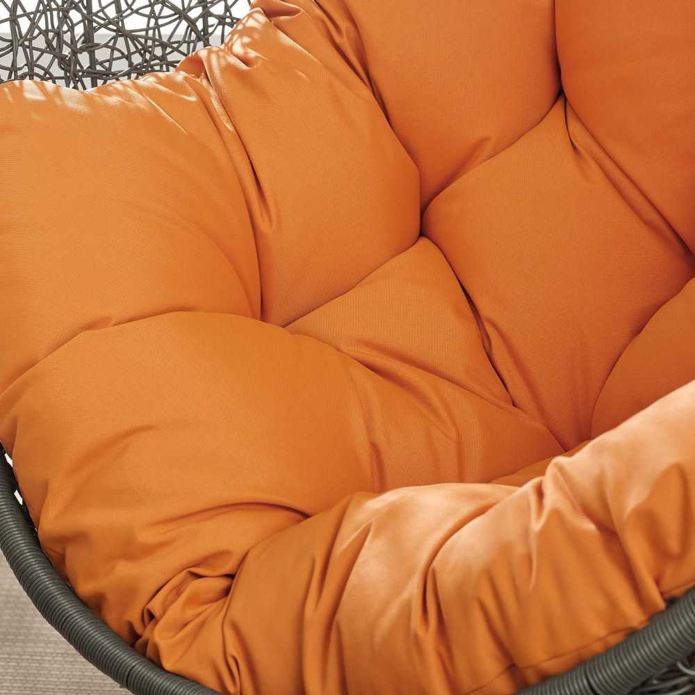 Hide Outdoor Patio Swing Chair With Stand, Gray Orange