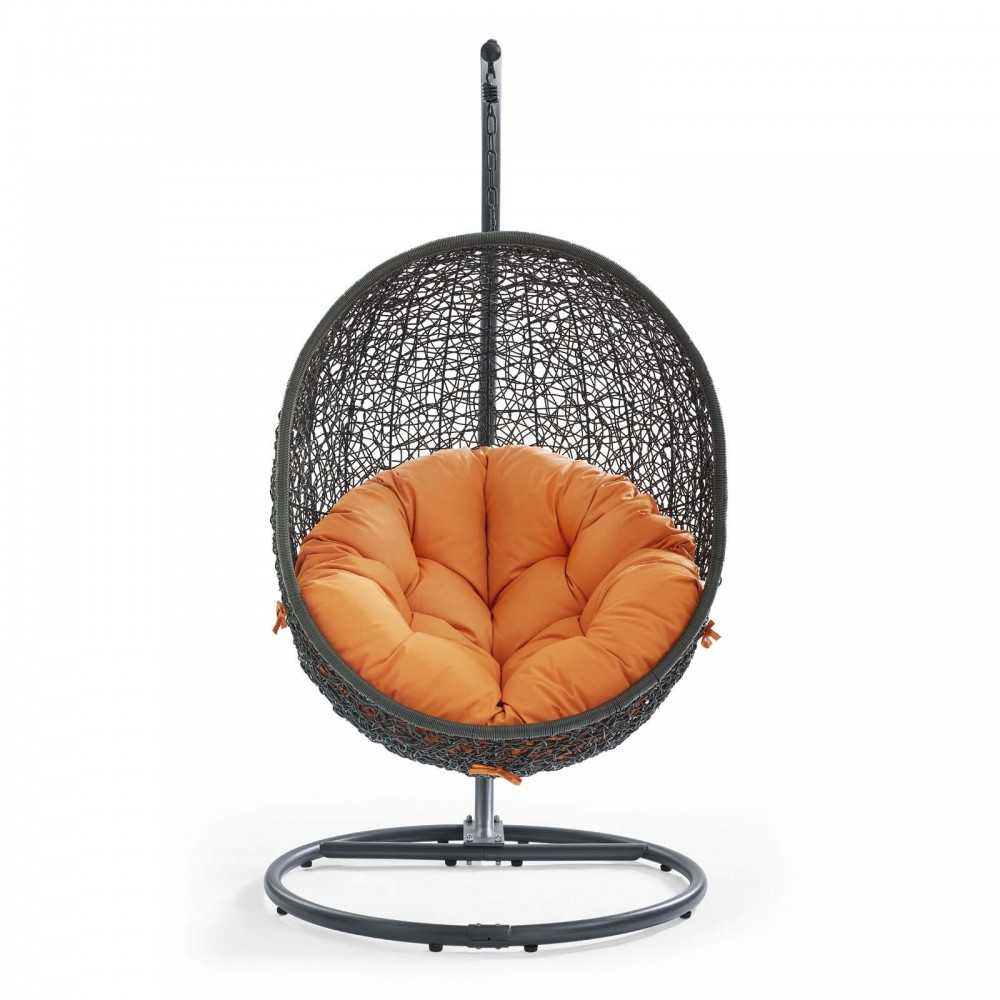 Hide Outdoor Patio Swing Chair With Stand, Gray Orange