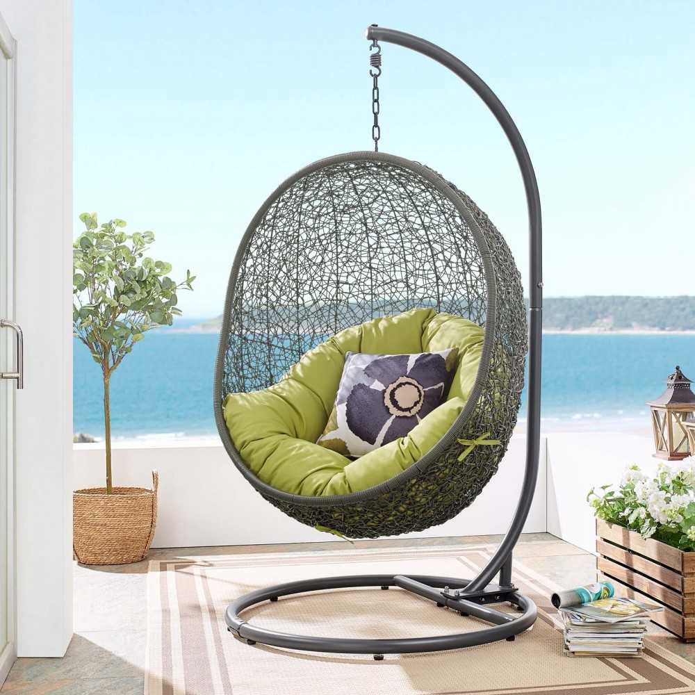 Hide Outdoor Patio Swing Chair With Stand, Gray Peridot