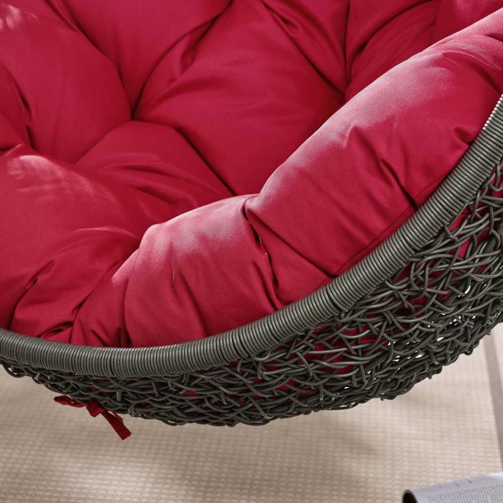Hide Outdoor Patio Swing Chair With Stand, Gray Red