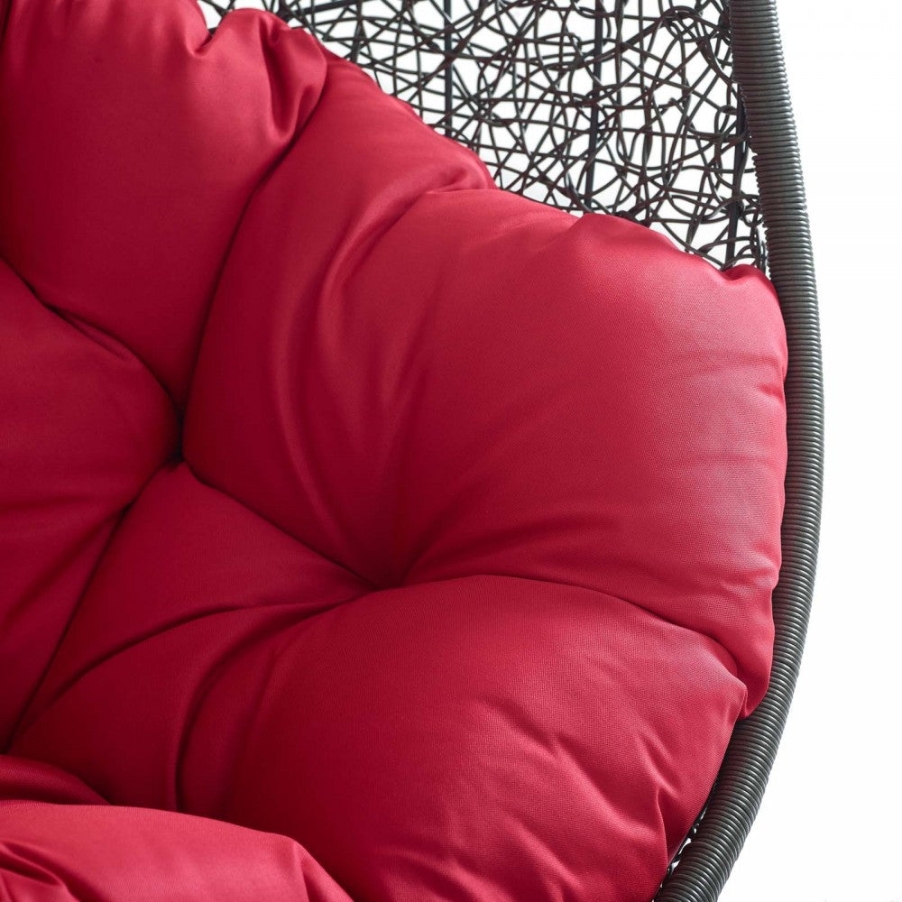 Hide Outdoor Patio Swing Chair With Stand, Gray Red