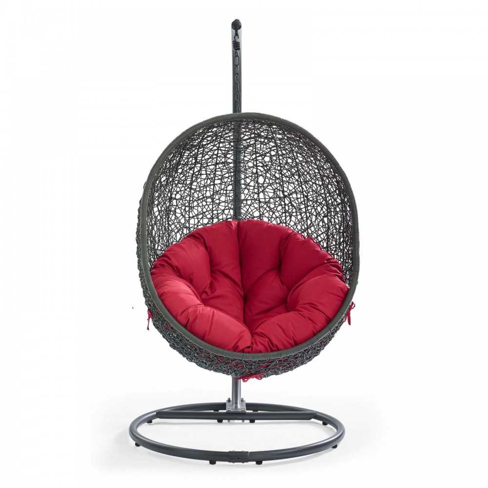 Hide Outdoor Patio Swing Chair With Stand, Gray Red