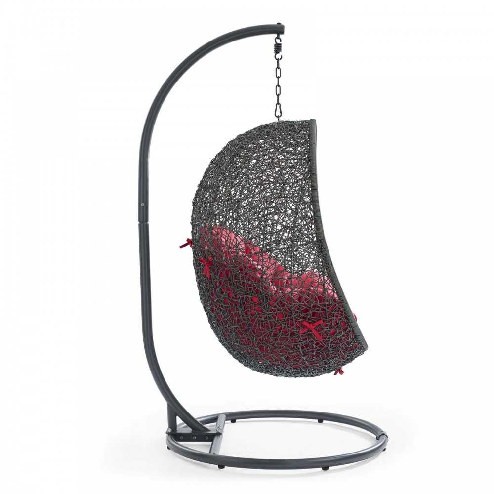 Hide Outdoor Patio Swing Chair With Stand, Gray Red