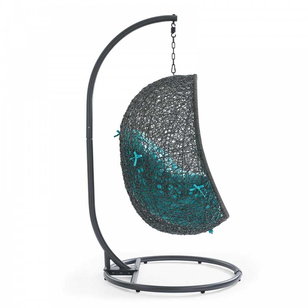 Hide Outdoor Patio Swing Chair With Stand, Gray Turquoise