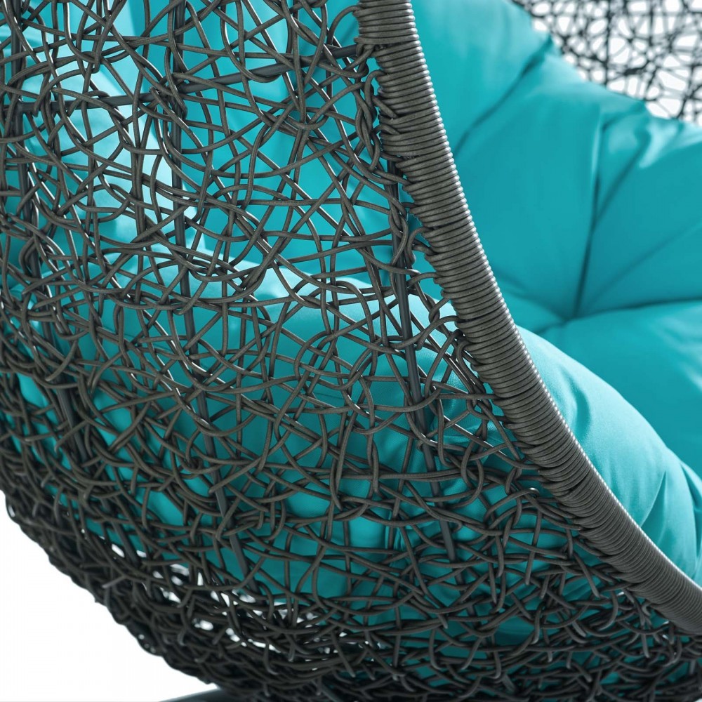 Hide Outdoor Patio Swing Chair With Stand, Gray Turquoise