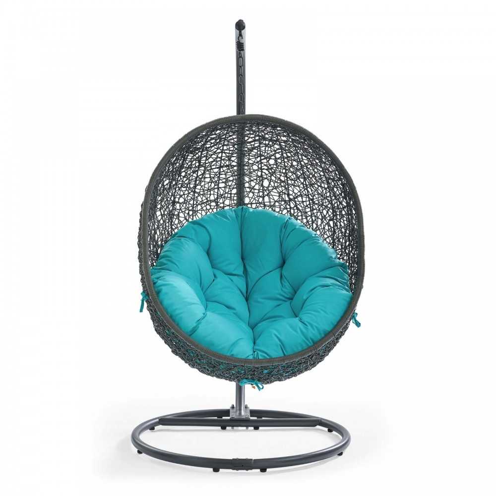 Hide Outdoor Patio Swing Chair With Stand, Gray Turquoise