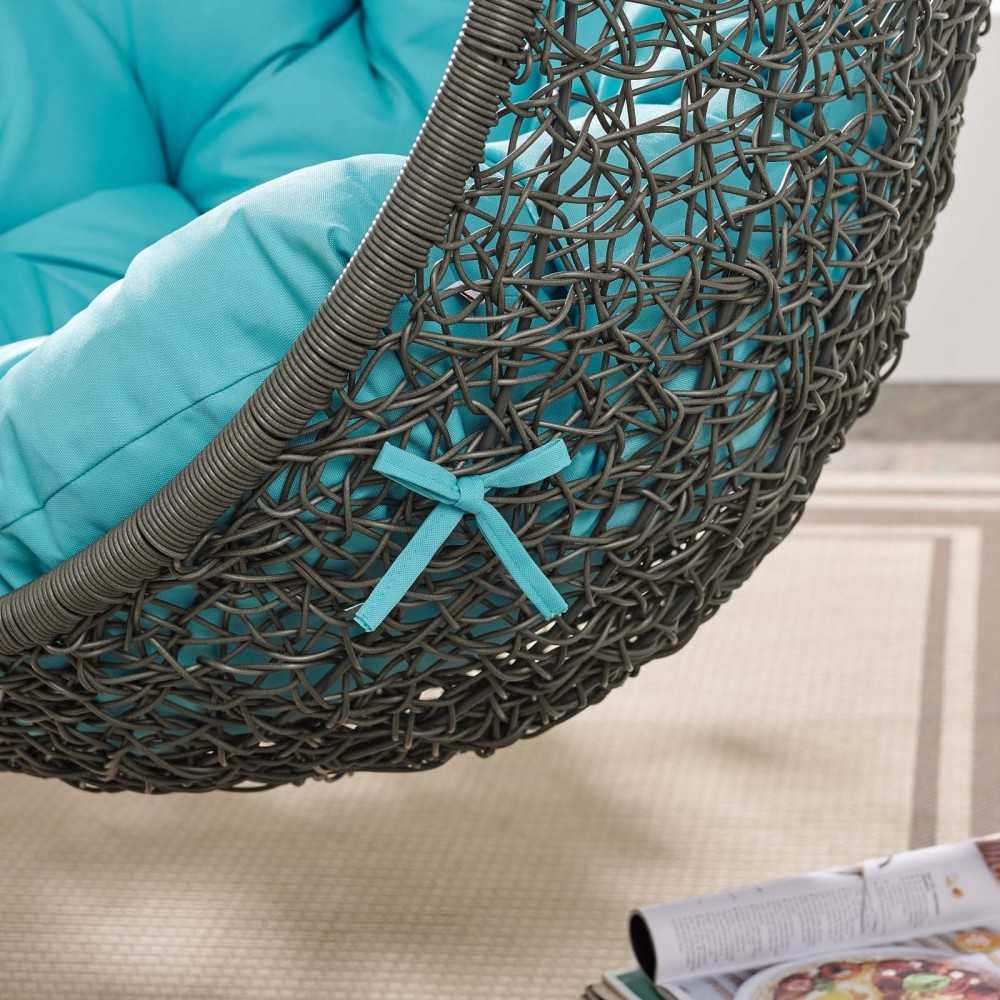 Hide Outdoor Patio Swing Chair With Stand, Gray Turquoise