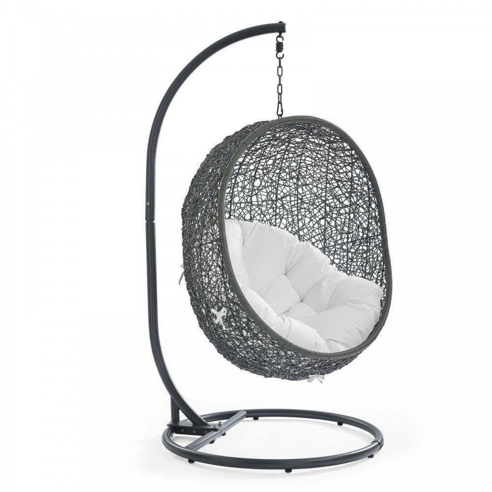 Hide Outdoor Patio Swing Chair With Stand, Gray White