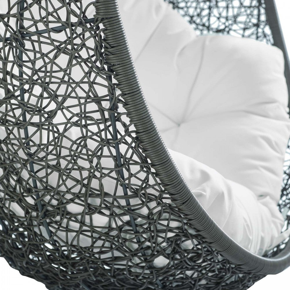 Hide Outdoor Patio Swing Chair With Stand, Gray White