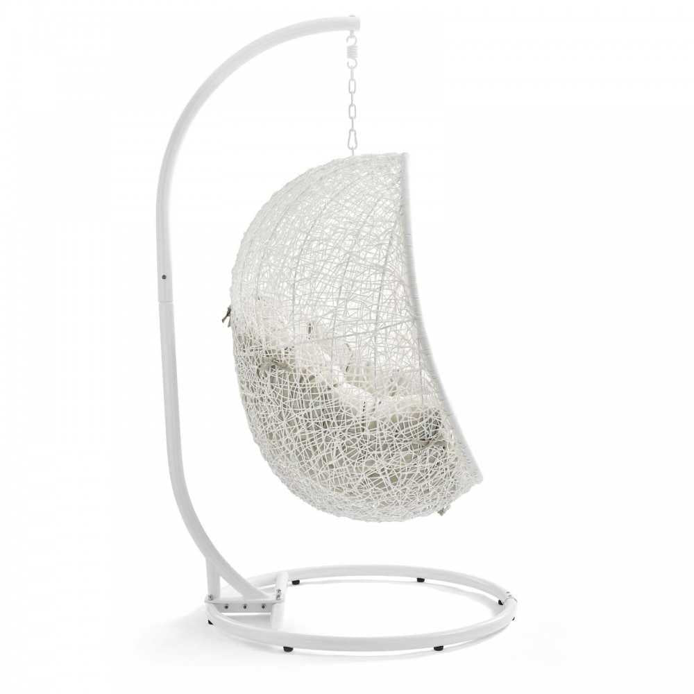 Hide Outdoor Patio Swing Chair With Stand, White Beige