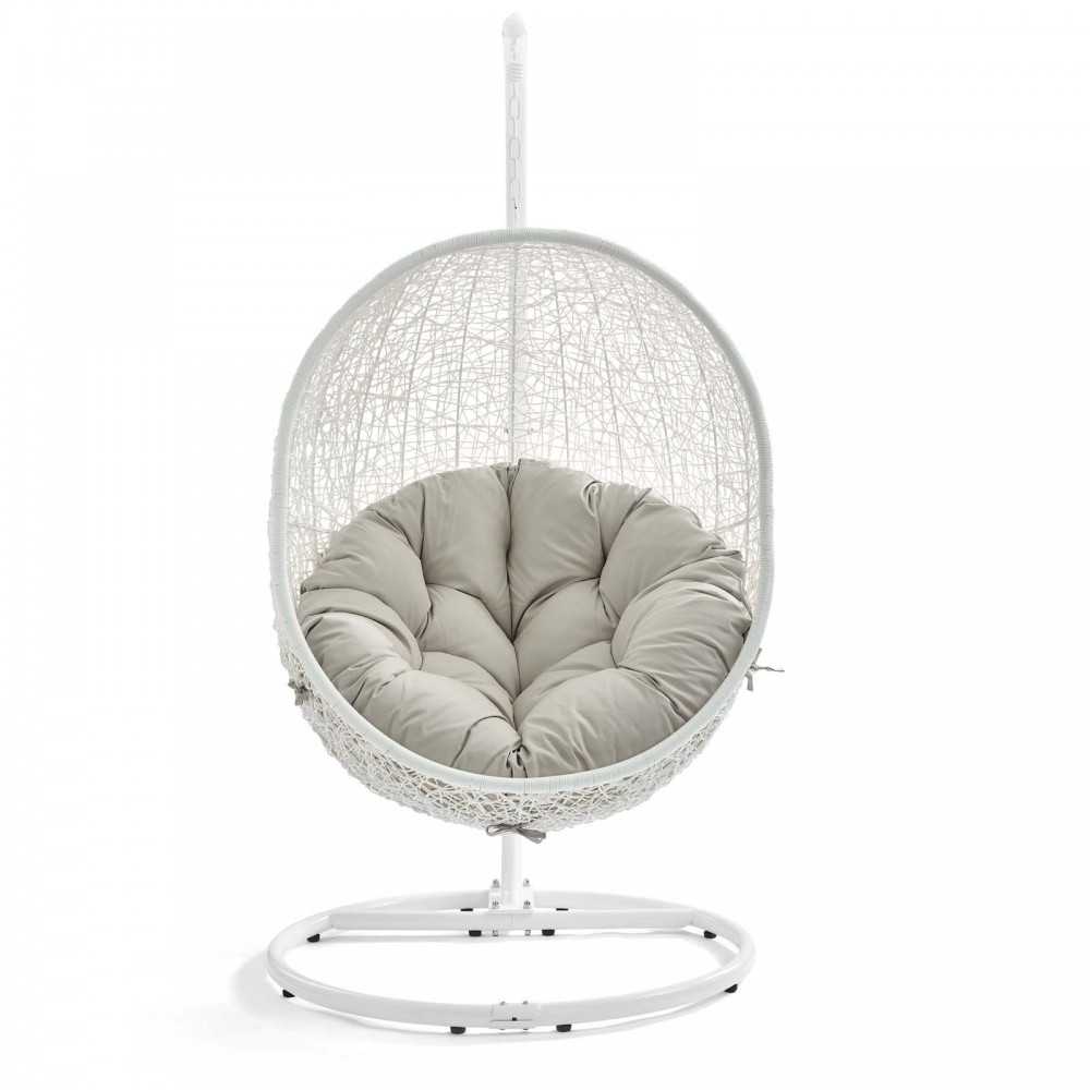 Hide Outdoor Patio Swing Chair With Stand, White Beige