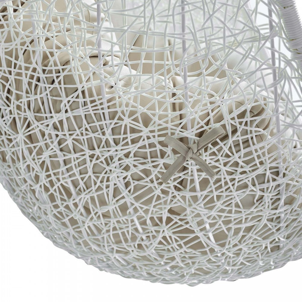 Hide Outdoor Patio Swing Chair With Stand, White Beige