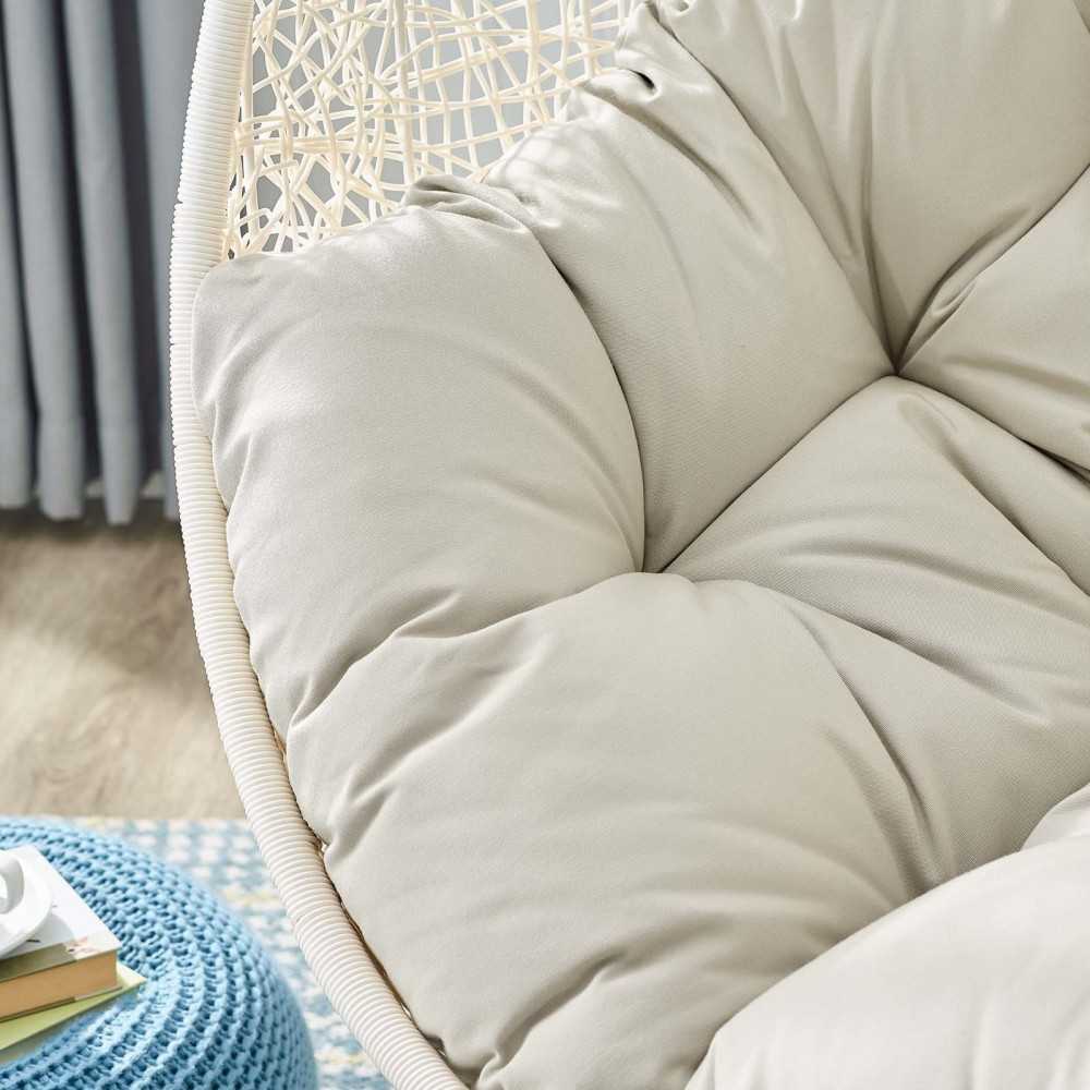 Hide Outdoor Patio Swing Chair With Stand, White Beige