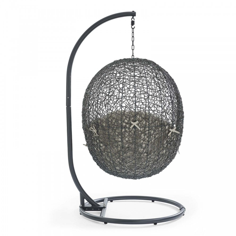Hide Outdoor Patio Swing Chair With Stand, Gray Beige