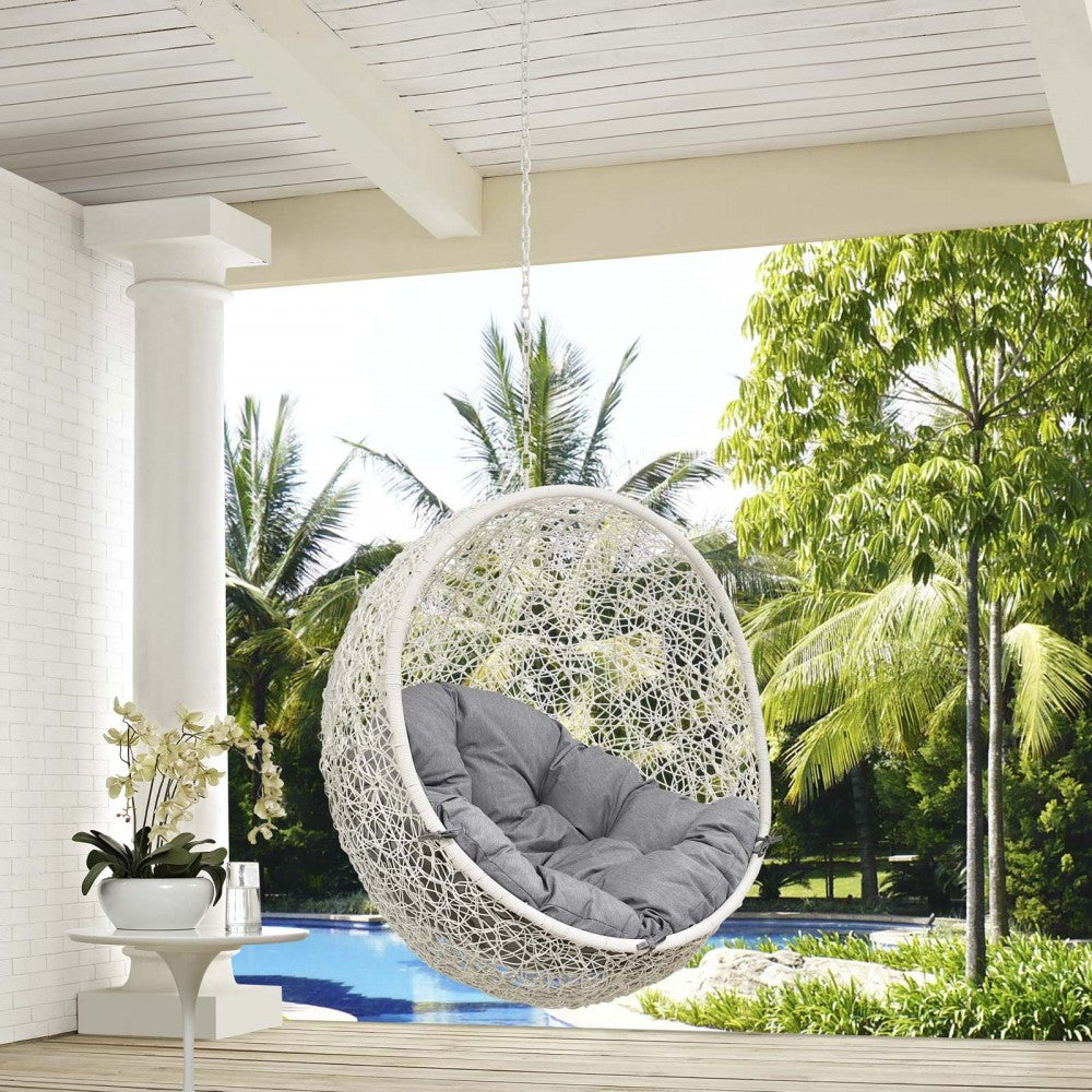 Hide Outdoor Patio Swing Chair Without Stand, White Gray
