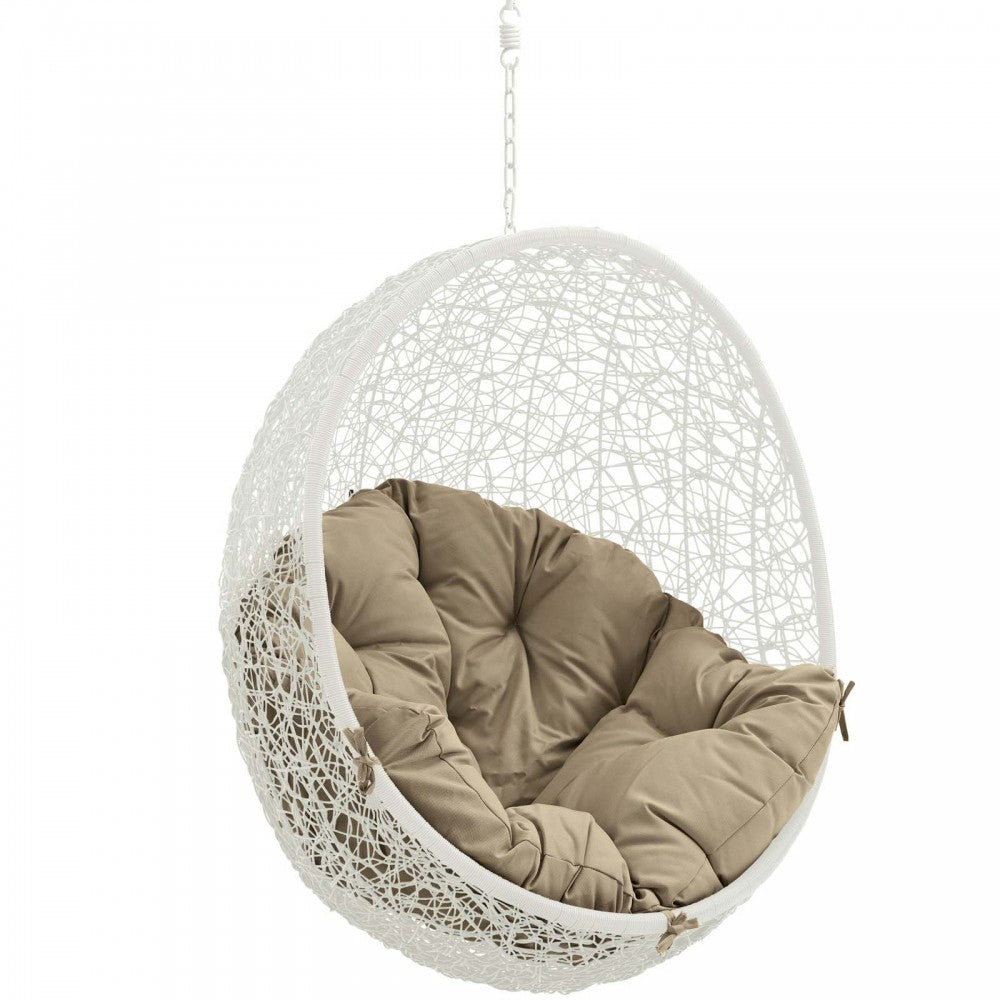 Hide Outdoor Patio Swing Chair Without Stand, White Mocha