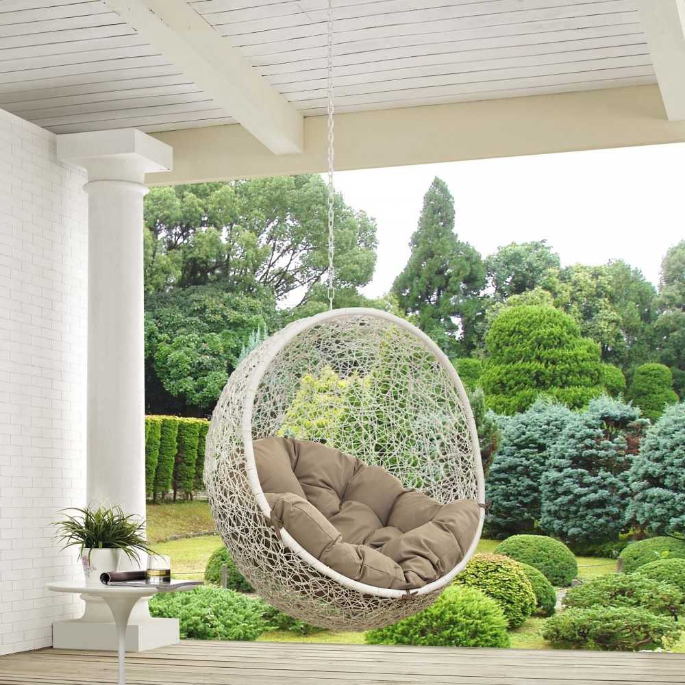 Hide Outdoor Patio Swing Chair Without Stand, White Mocha