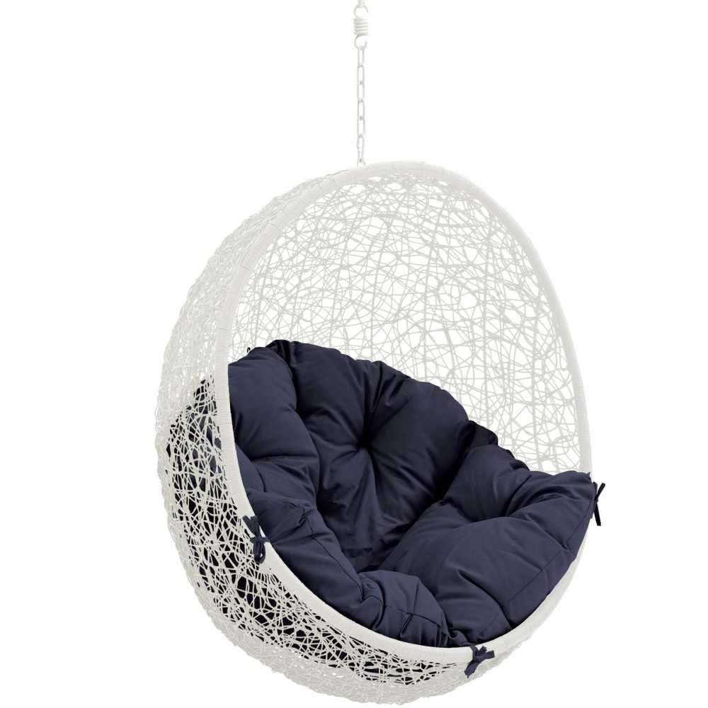 Hide Outdoor Patio Swing Chair Without Stand, White Navy