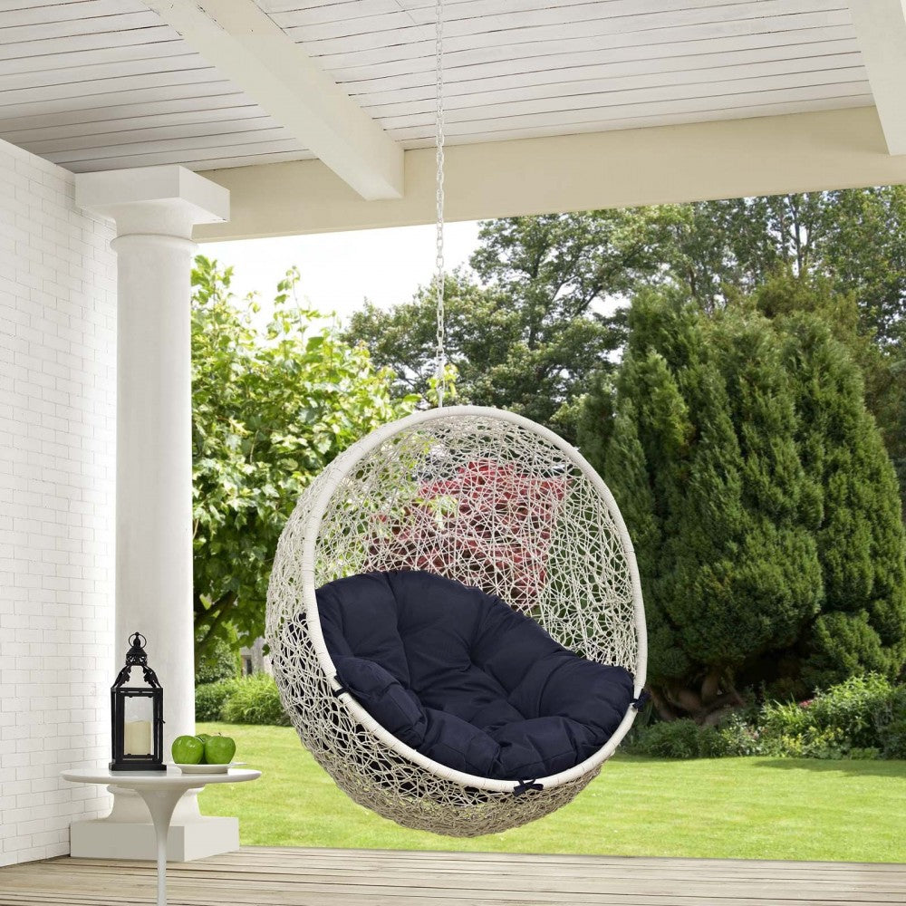 Hide Outdoor Patio Swing Chair Without Stand, White Navy