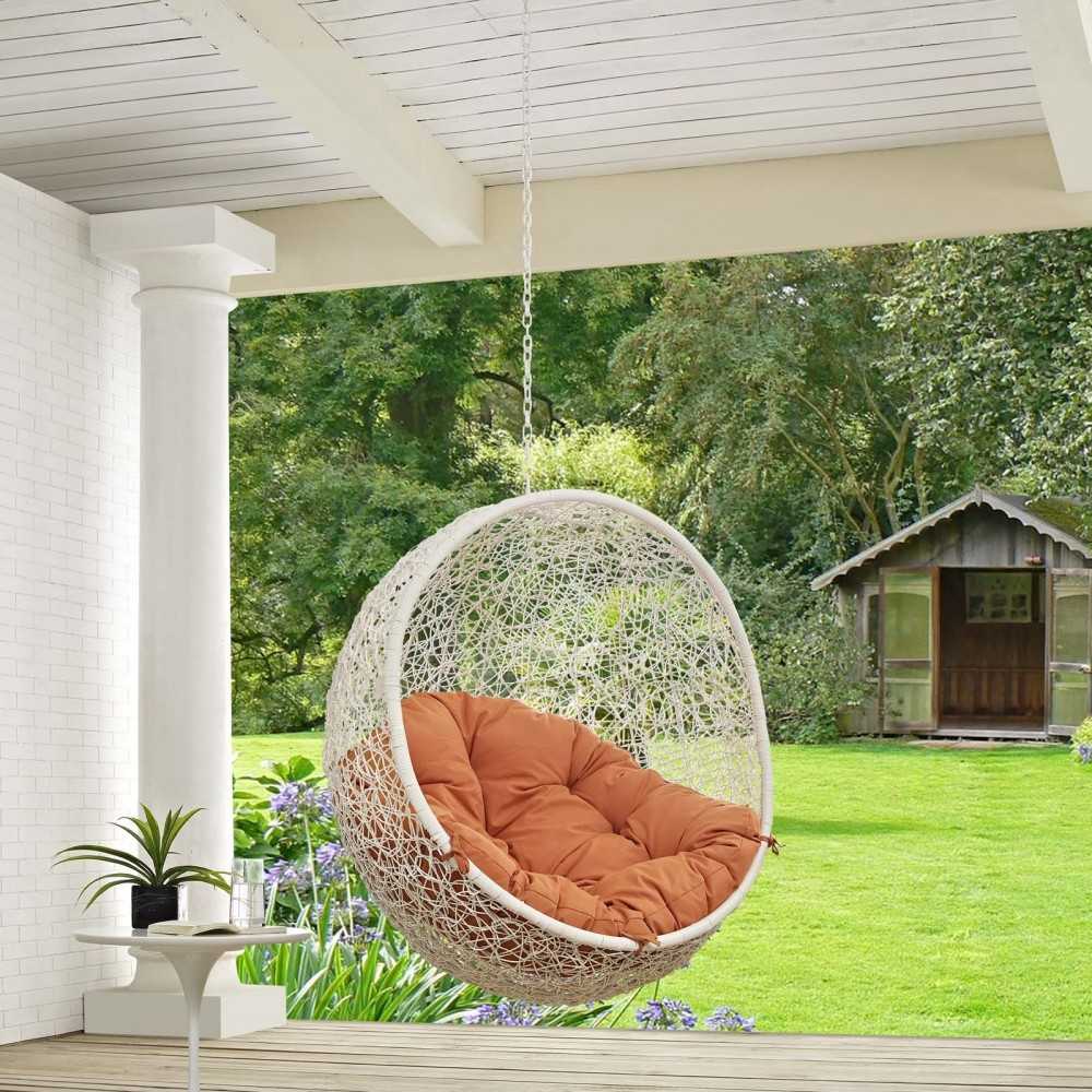 Hide Outdoor Patio Swing Chair Without Stand, White Orange