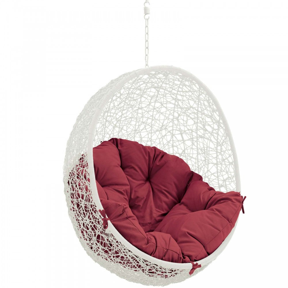 Hide Outdoor Patio Swing Chair Without Stand, White Red