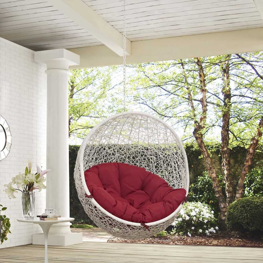 Hide Outdoor Patio Swing Chair Without Stand, White Red