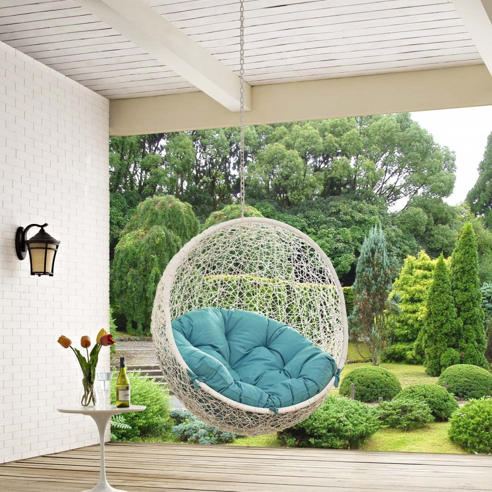 Hide Outdoor Patio Swing Chair Without Stand, White Turquoise