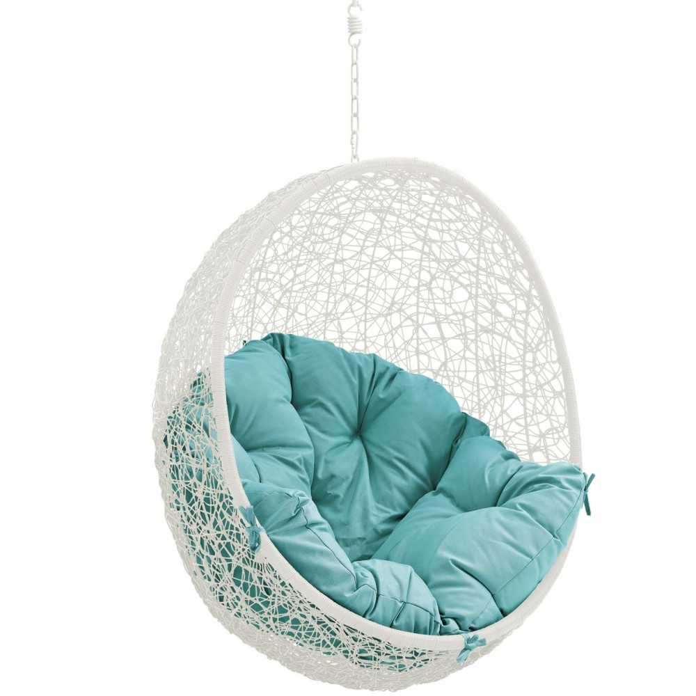 Hide Outdoor Patio Swing Chair Without Stand, White Turquoise
