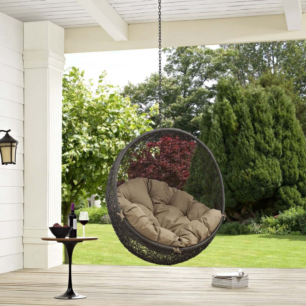 Hide Outdoor Patio Swing Chair Without Stand, Gray Mocha