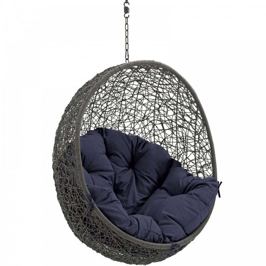 Hide Outdoor Patio Swing Chair Without Stand, Gray Navy