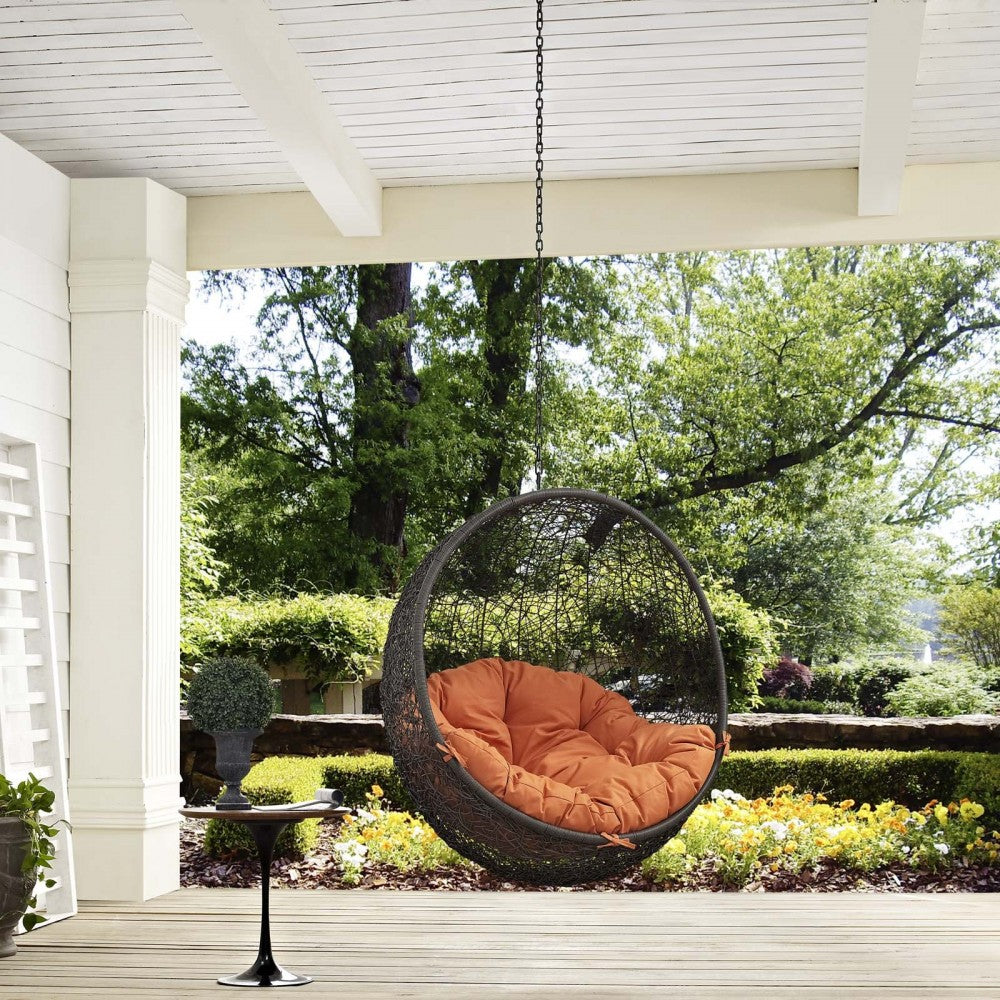 Hide Outdoor Patio Swing Chair Without Stand, Gray Orange