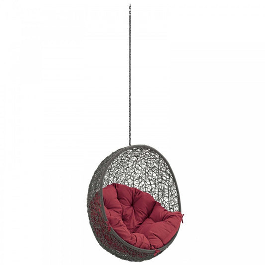 Hide Outdoor Patio Swing Chair Without Stand, Gray Red