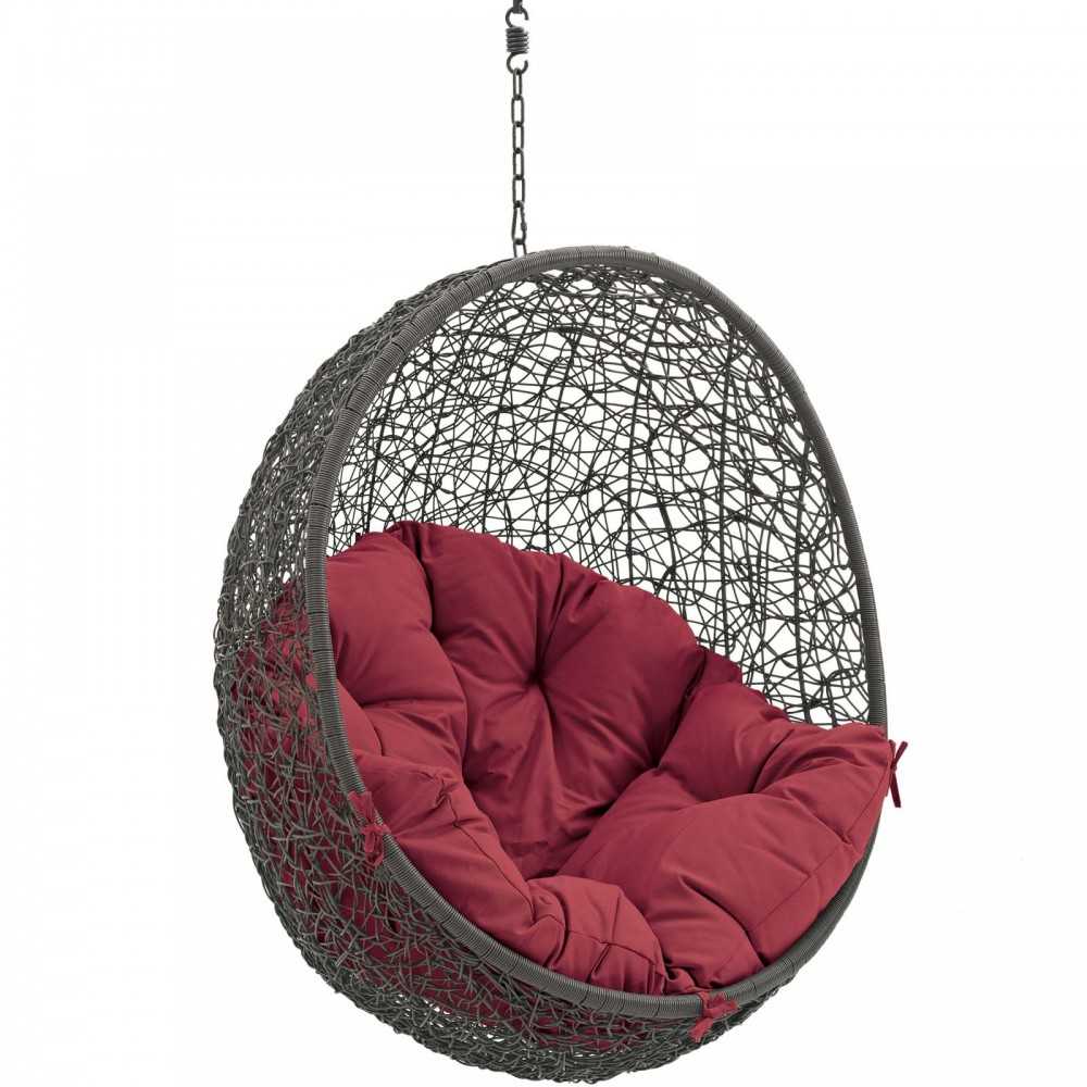 Hide Outdoor Patio Swing Chair Without Stand, Gray Red