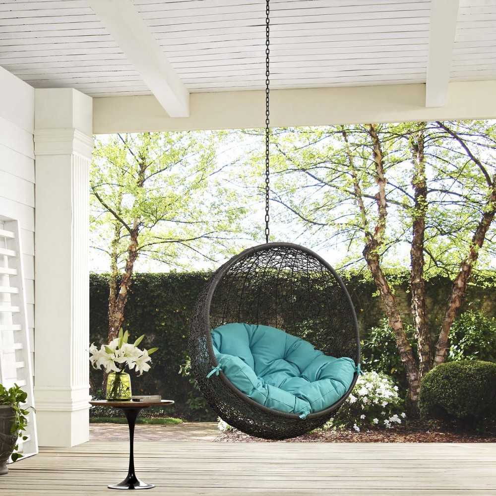 Hide Outdoor Patio Swing Chair Without Stand, Gray Turquoise