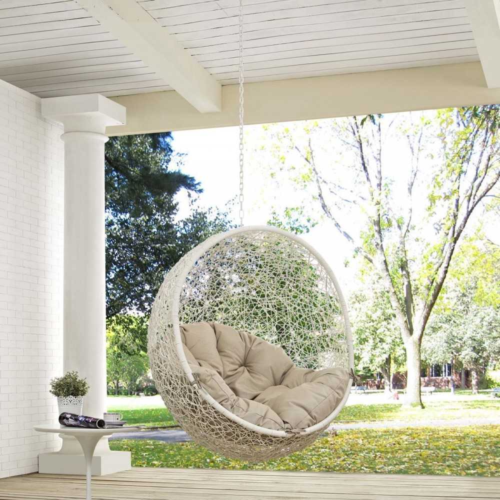 Hide Outdoor Patio Swing Chair Without Stand, White Beige