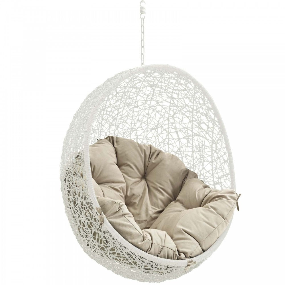 Hide Outdoor Patio Swing Chair Without Stand, White Beige