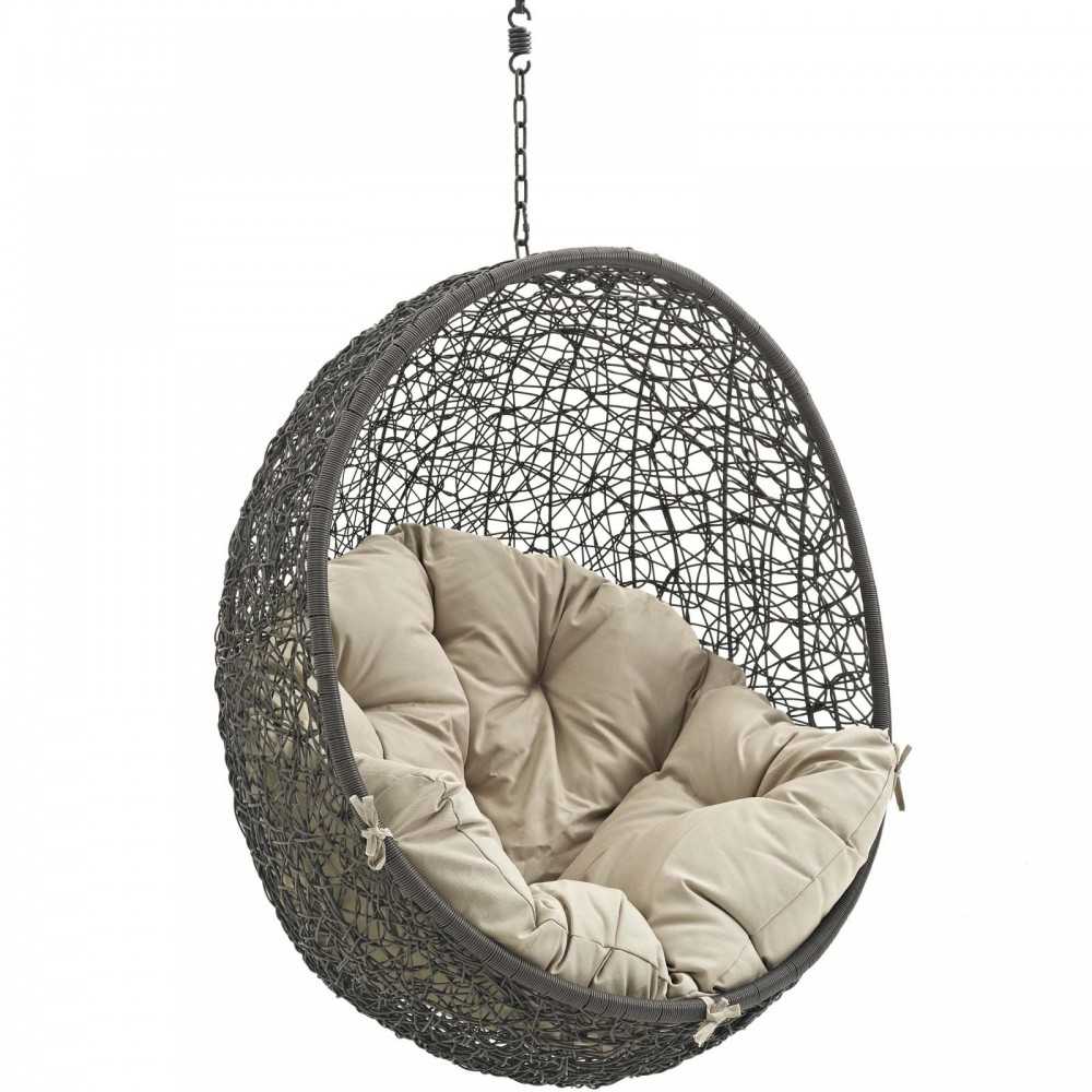 Hide Outdoor Patio Swing Chair Without Stand, Gray Beige