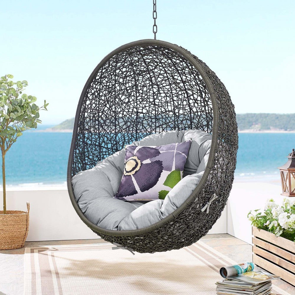 Hide Sunbrella Fabric Swing Outdoor Patio Lounge Chair Without Stand, Gray Gray