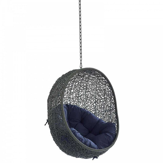 Hide Sunbrella Fabric Swing Outdoor Patio Lounge Chair Without Stand, Gray Navy