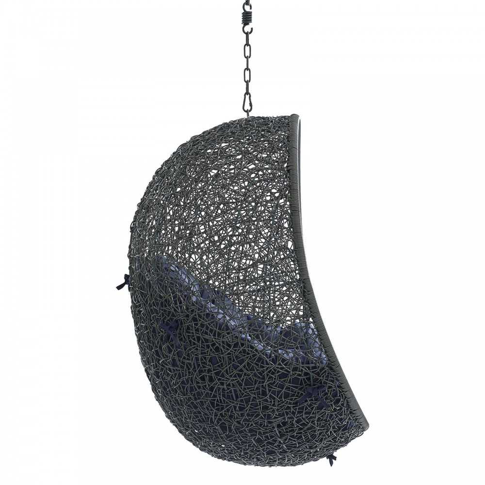 Hide Sunbrella Fabric Swing Outdoor Patio Lounge Chair Without Stand, Gray Navy