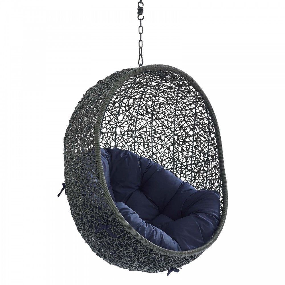Hide Sunbrella Fabric Swing Outdoor Patio Lounge Chair Without Stand, Gray Navy
