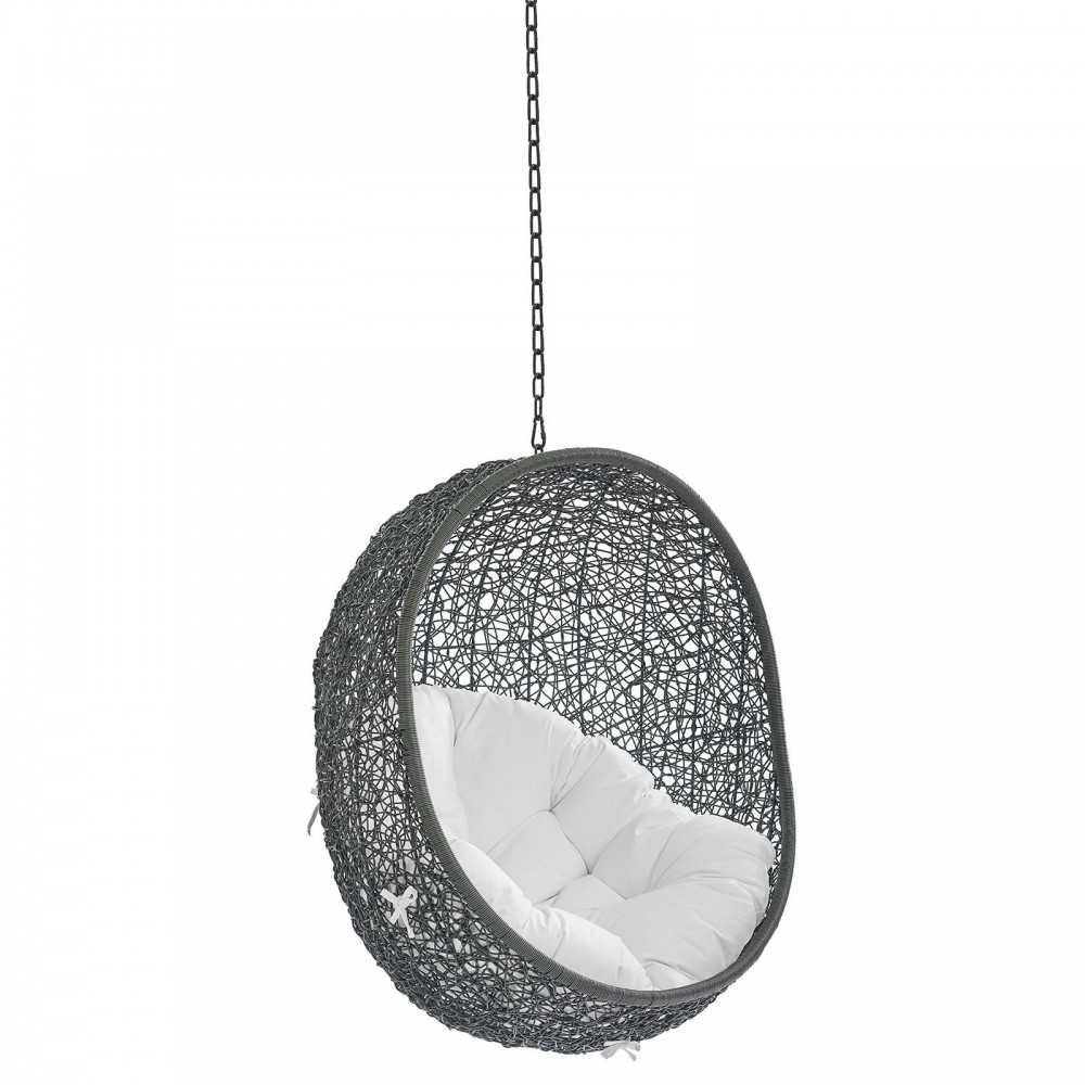 Hide Sunbrella Fabric Swing Outdoor Patio Lounge Chair Without Stand, Gray White