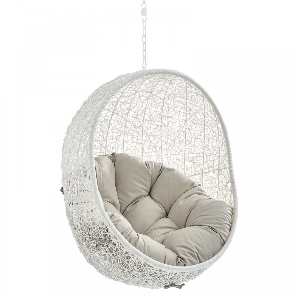 Hide Sunbrella Fabric Swing Outdoor Patio Lounge Chair Without Stand, White Beige