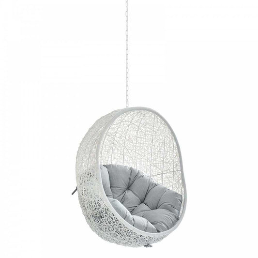 Hide Sunbrella Fabric Swing Outdoor Patio Lounge Chair Without Stand, White Gray